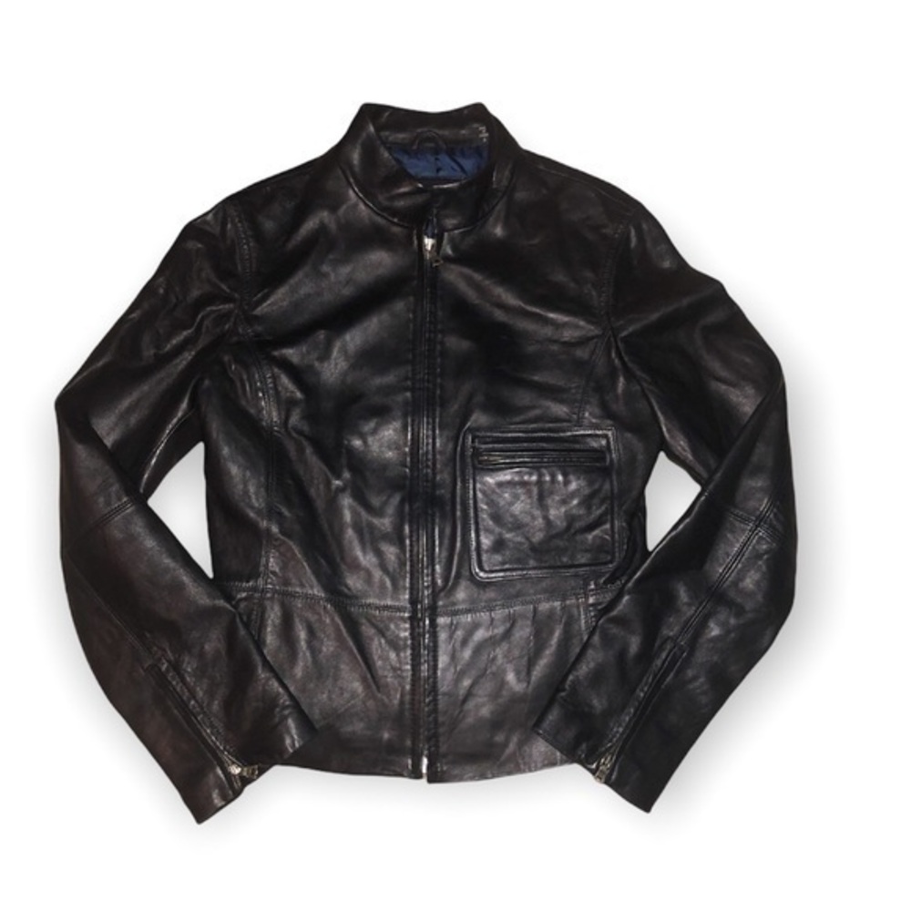 Tahari black leather jacket